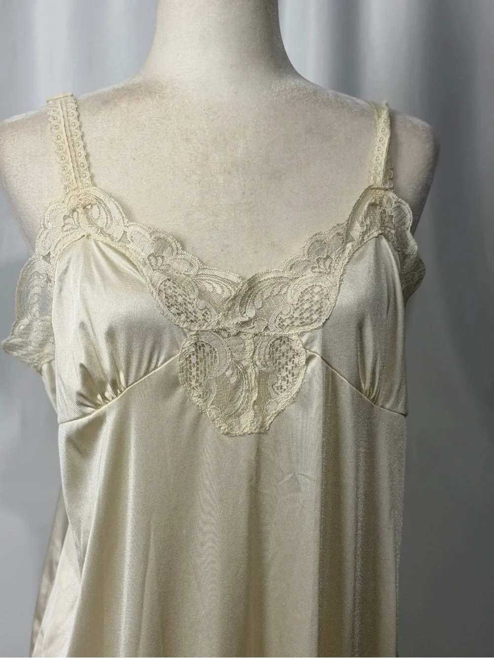 Vintage Ilusion Lace Slip Dress Beige Plus Size 2X 18-20 Coquette Lingerie
